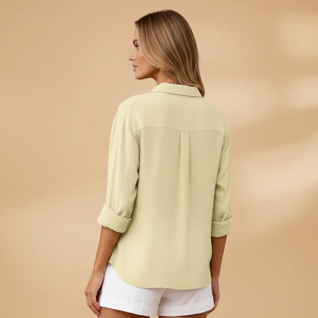 Women's Short Sleeve Blouse with Button Placket for Summer Wear