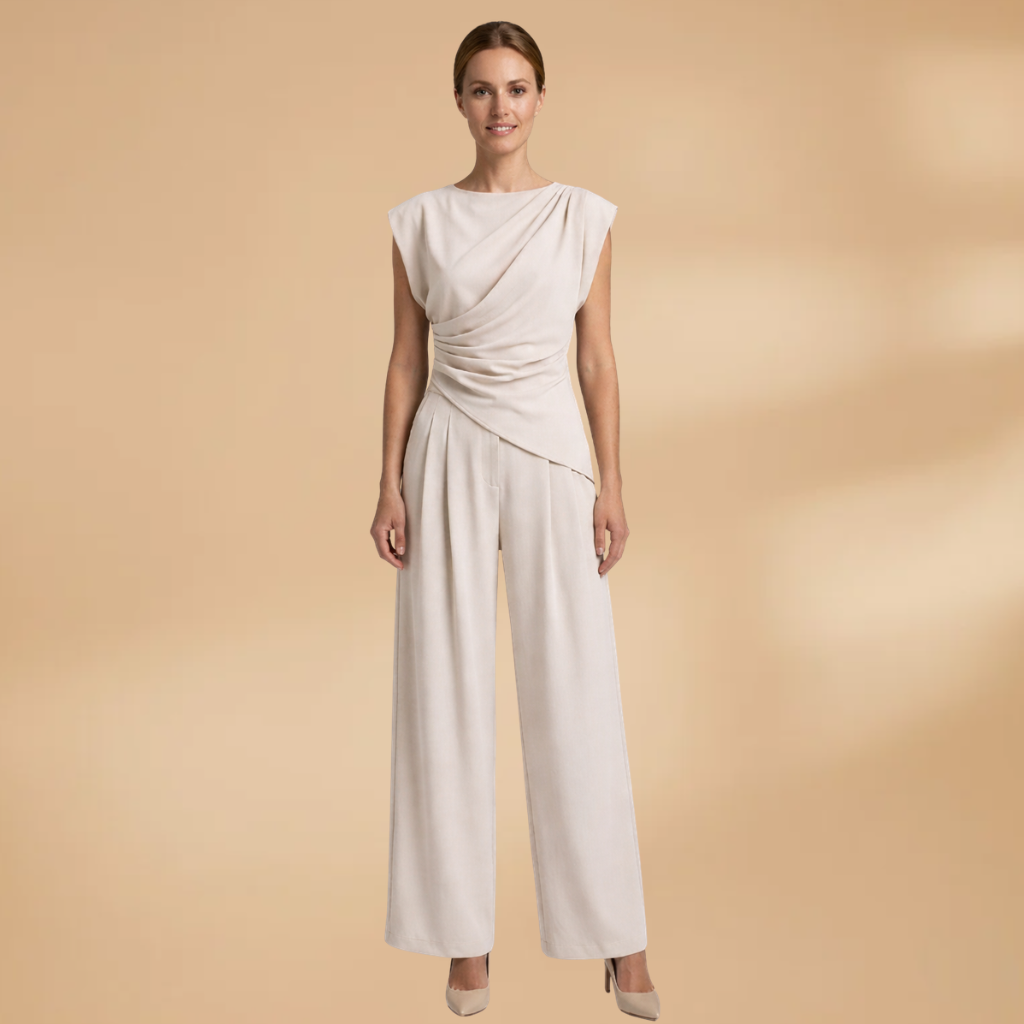 Women's Trouser Suit with Wide Legs and Simple Design