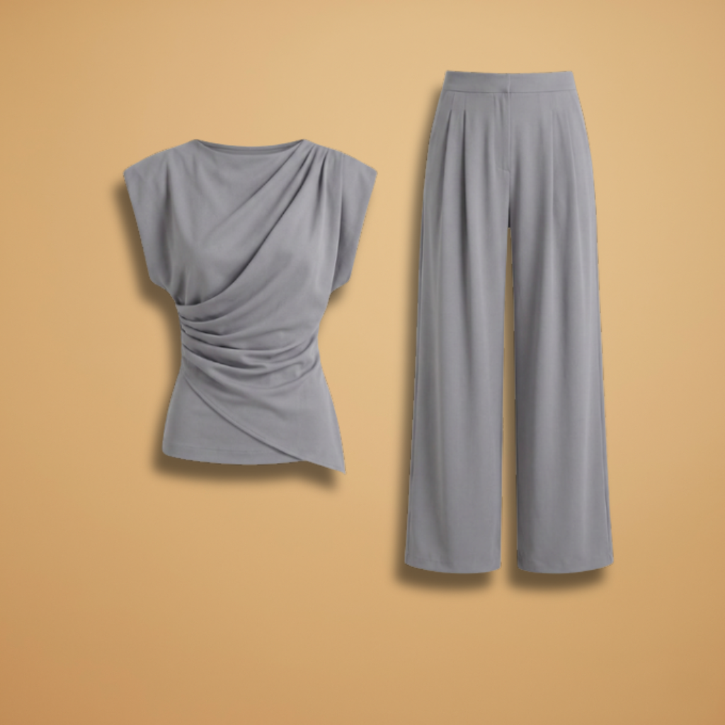 Women's Trouser Suit with Wide Legs and Simple Design