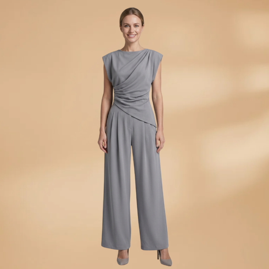 Women's Trouser Suit with Wide Legs and Simple Design