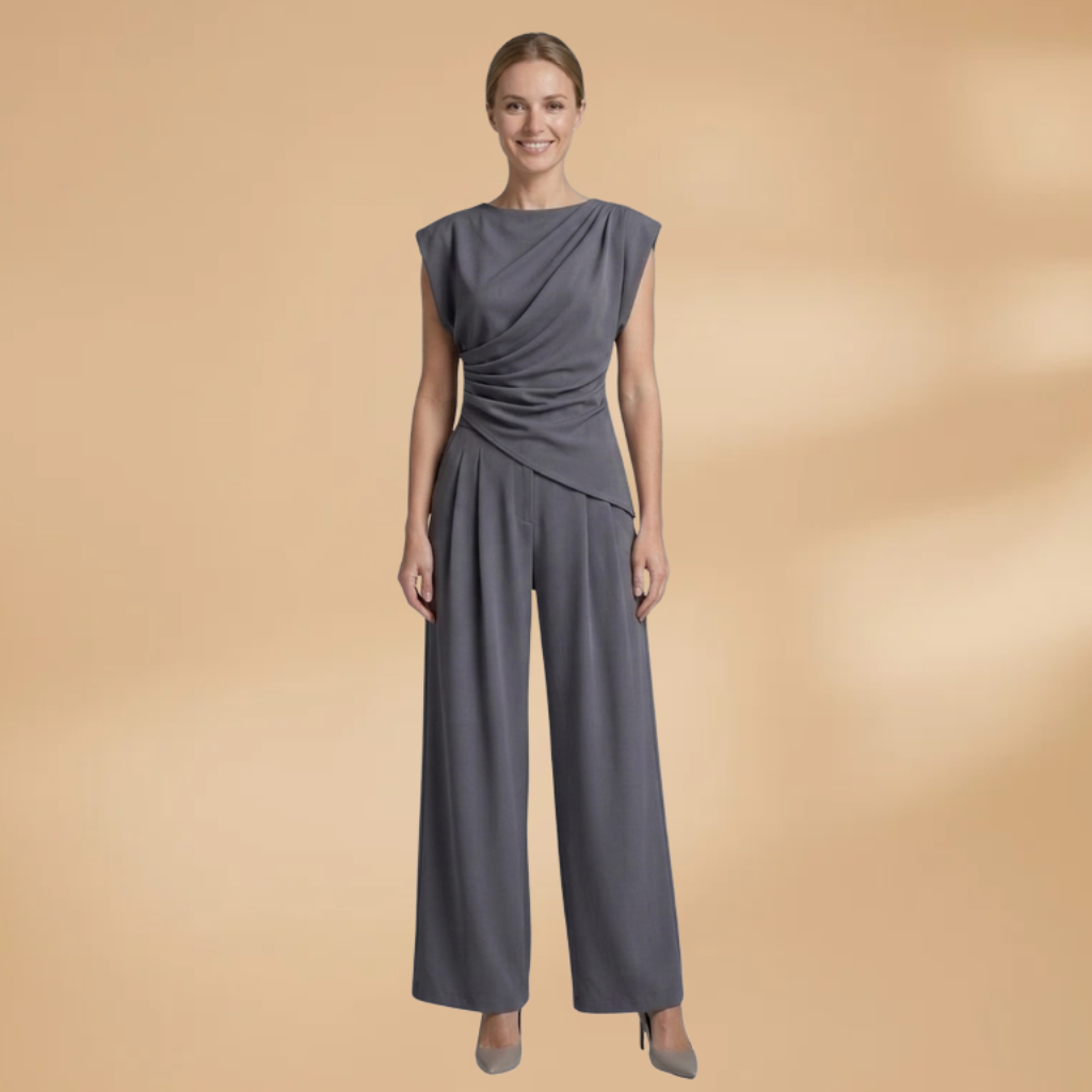 Women's Trouser Suit with Wide Legs and Simple Design