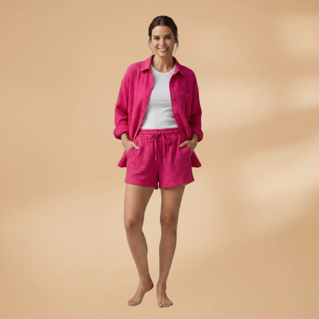Women’s Two-Piece Set with Shorts and Functional Fabric