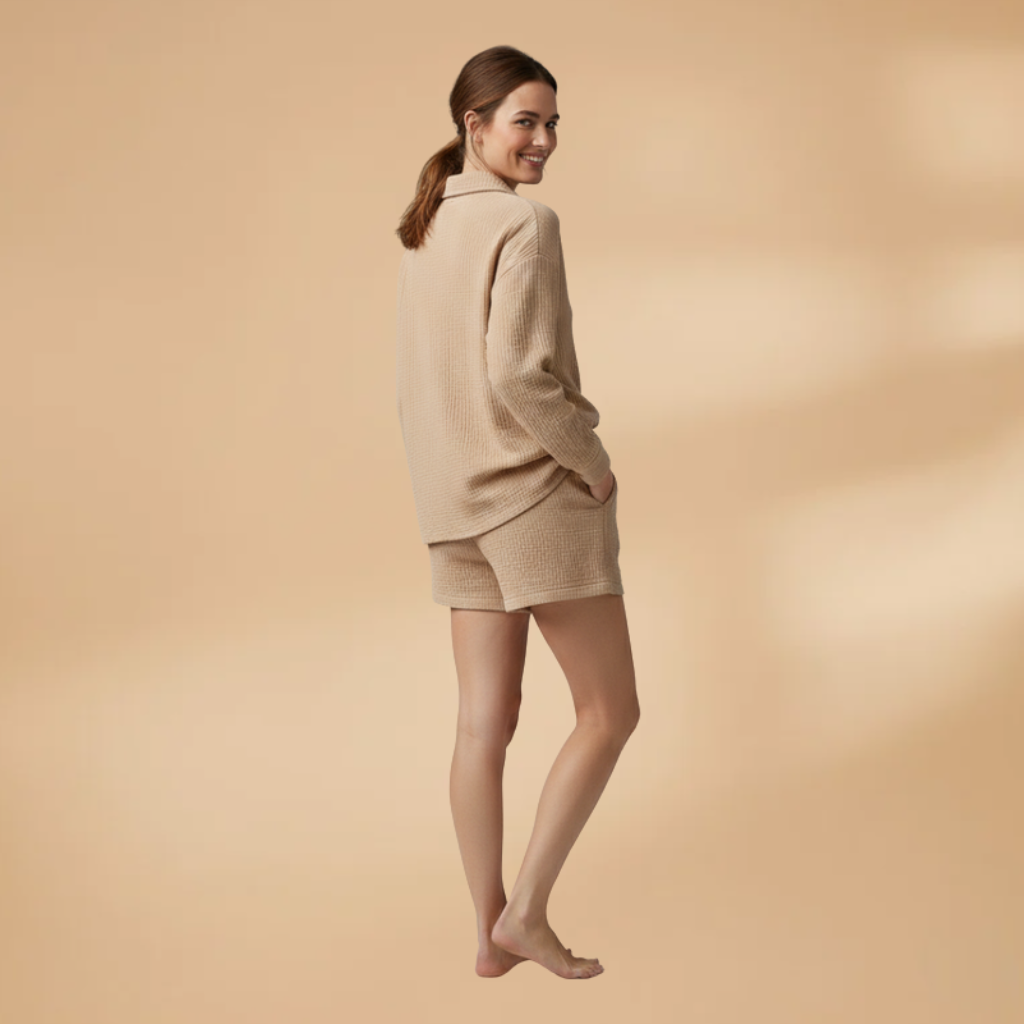 Women’s Two-Piece Set with Shorts and Functional Fabric