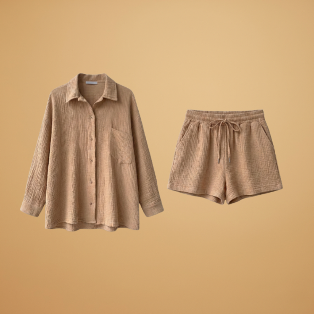 Women’s Two-Piece Set with Shorts and Functional Fabric