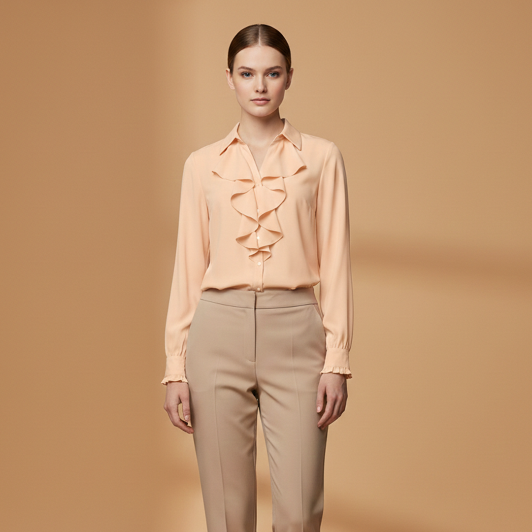Women’s Blouse with Ruffle Details and Elegant Sleeves