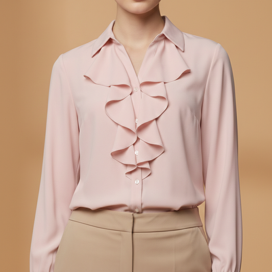 Women’s Blouse with Ruffle Details and Elegant Sleeves