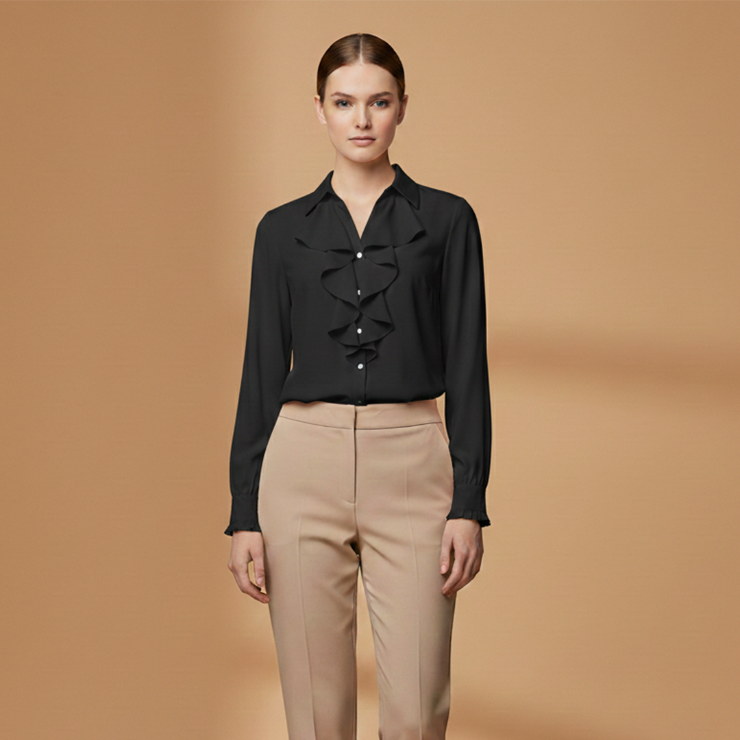Women’s Blouse with Ruffle Details and Elegant Sleeves