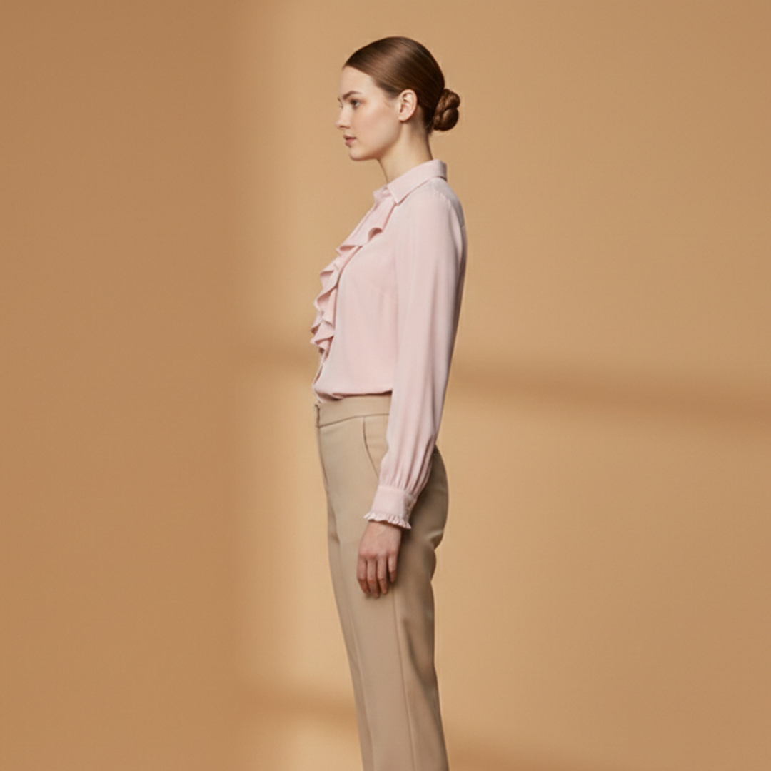 Women’s Blouse with Ruffle Details and Elegant Sleeves
