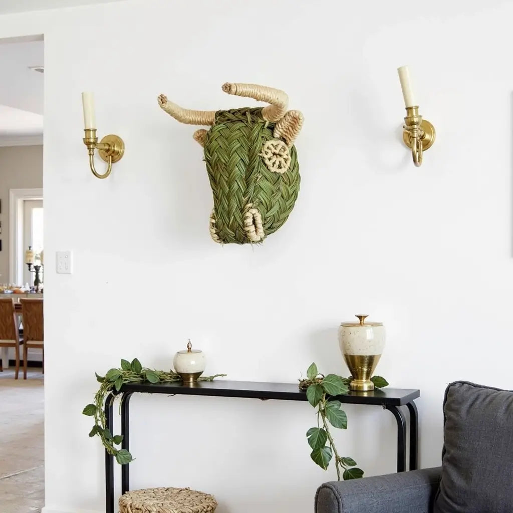 Woven Straw Bull Head