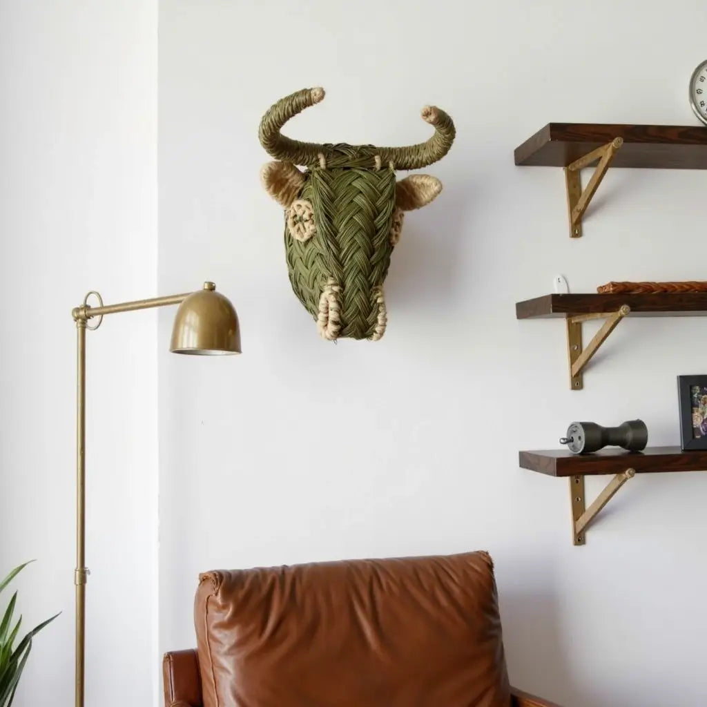 Woven Straw Bull Head