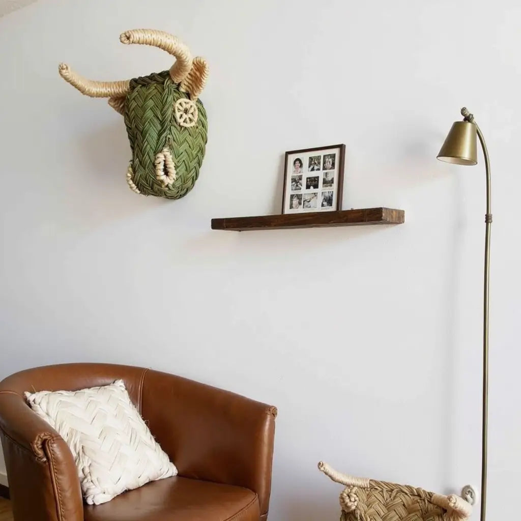 Woven Straw Bull Head