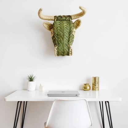 Woven Straw Bull Head