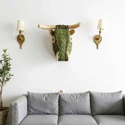 Woven Straw Bull Head