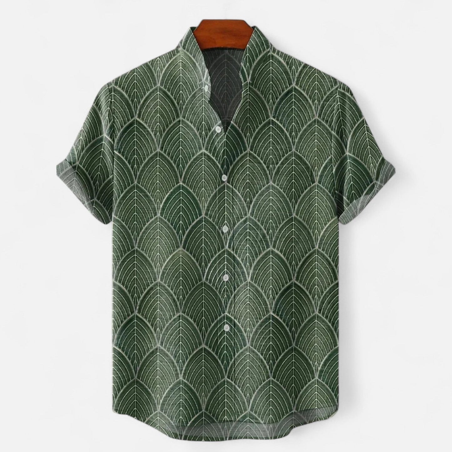 Velclairemode | Chemise Homme en Lin à Motif Artistique – Manches Courtes, Style Décontracté et Haut de Gamme