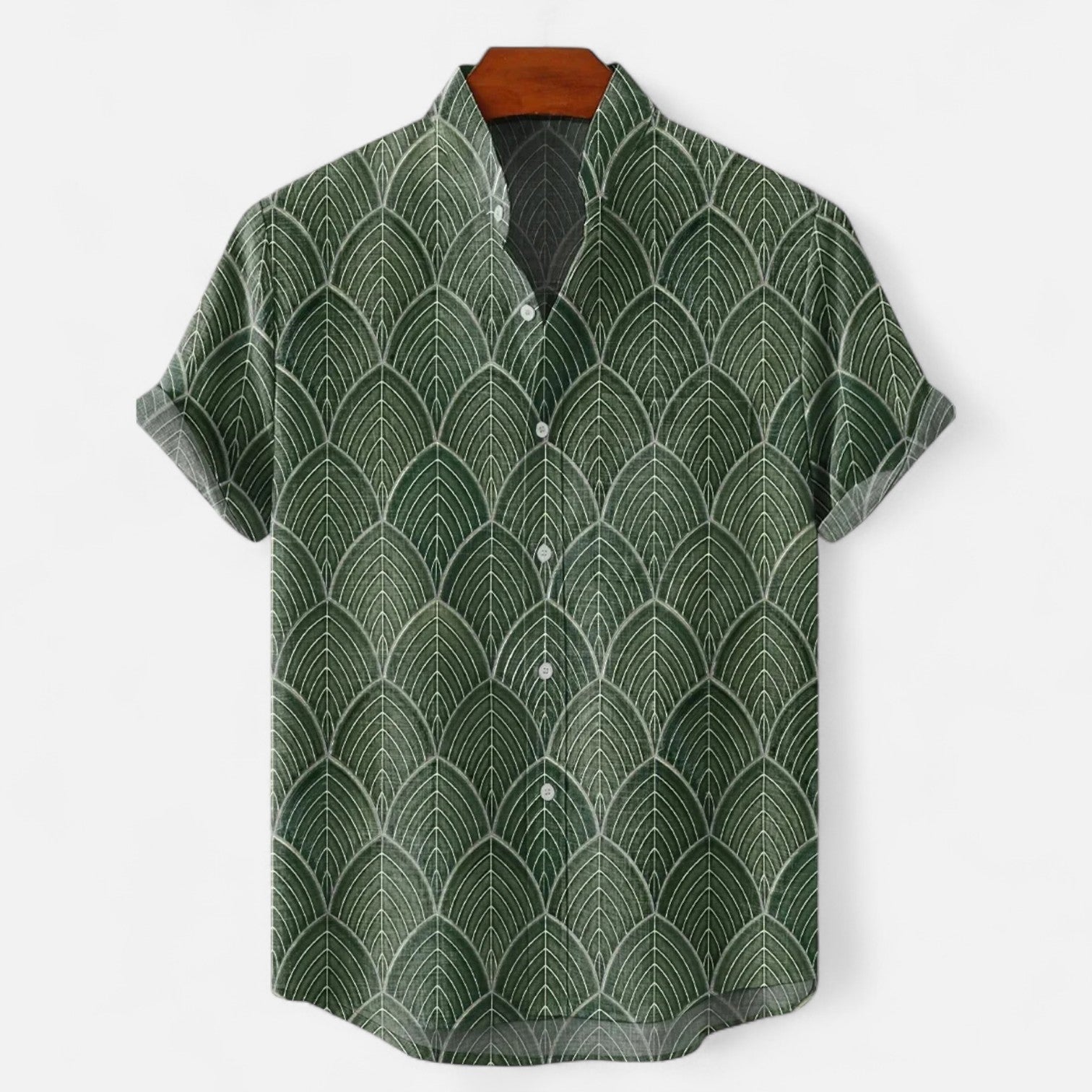 Velclairemode | Chemise Homme en Lin à Motif Artistique – Manches Courtes, Style Décontracté et Haut de Gamme