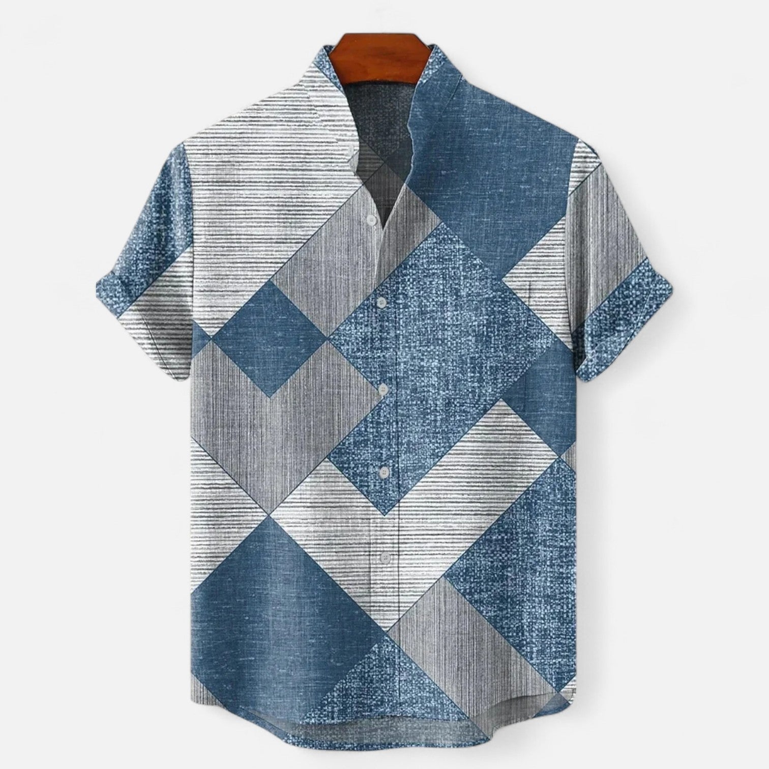Velclairemode | Chemise Homme en Lin à Motif Artistique – Manches Courtes, Style Décontracté et Haut de Gamme
