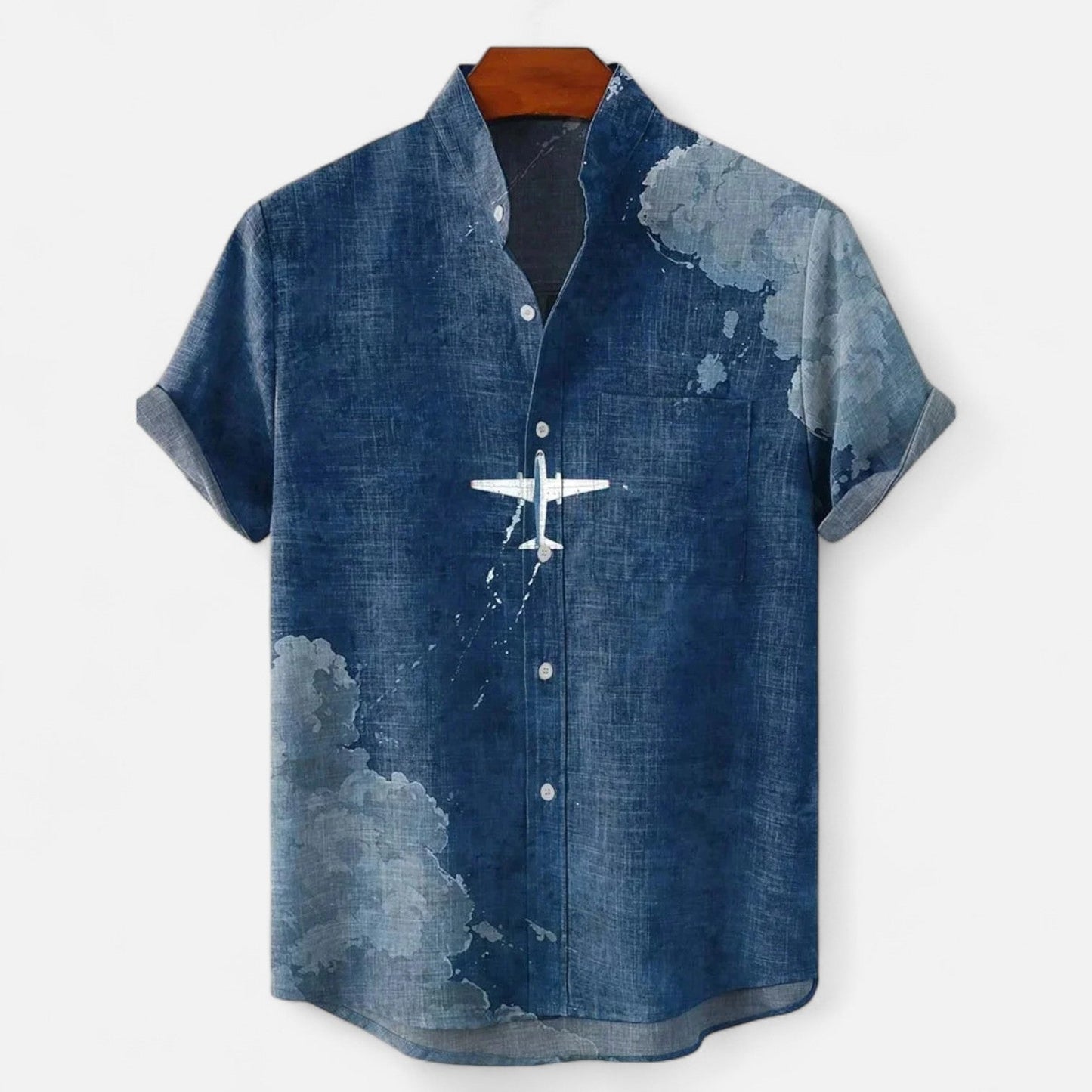 Velclairemode | Chemise Homme en Lin à Motif Artistique – Manches Courtes, Style Décontracté et Haut de Gamme