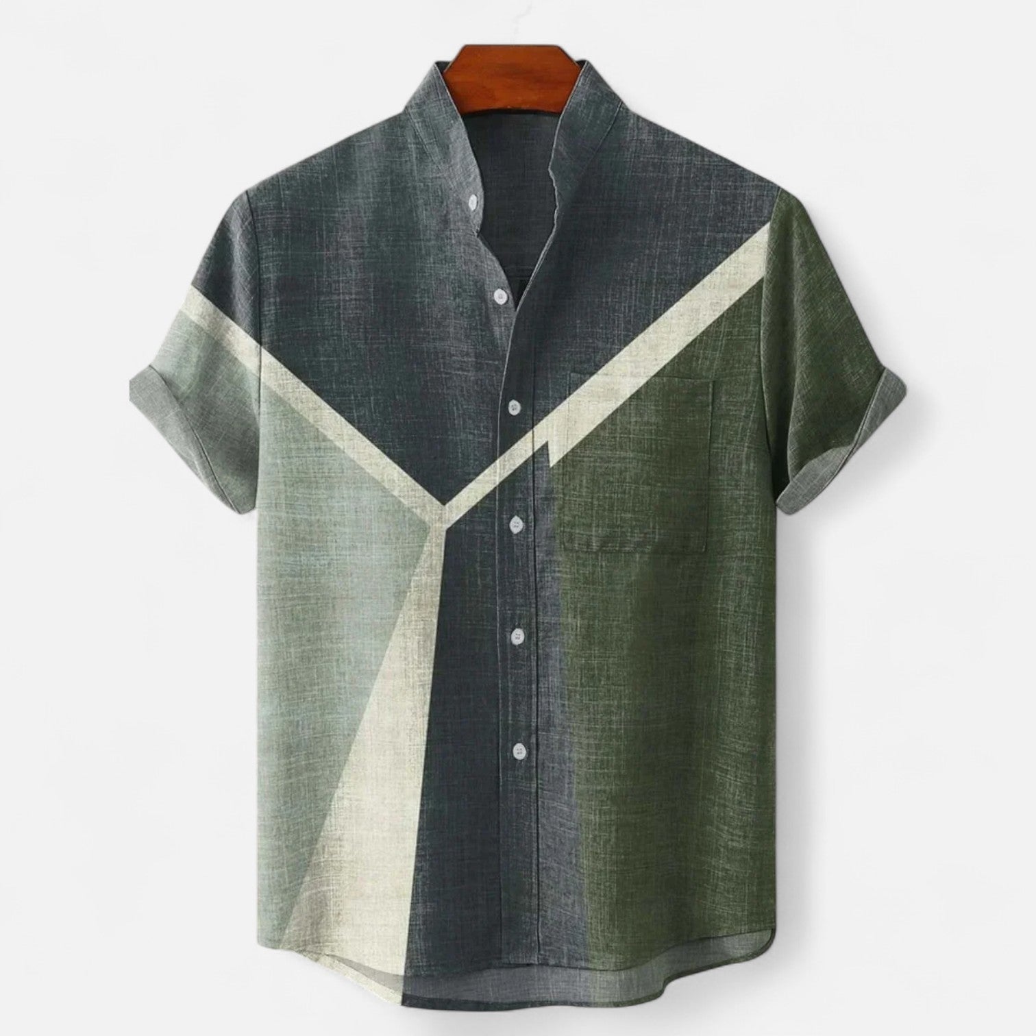 Velclairemode | Chemise Homme en Lin à Motif Artistique – Manches Courtes, Style Décontracté et Haut de Gamme
