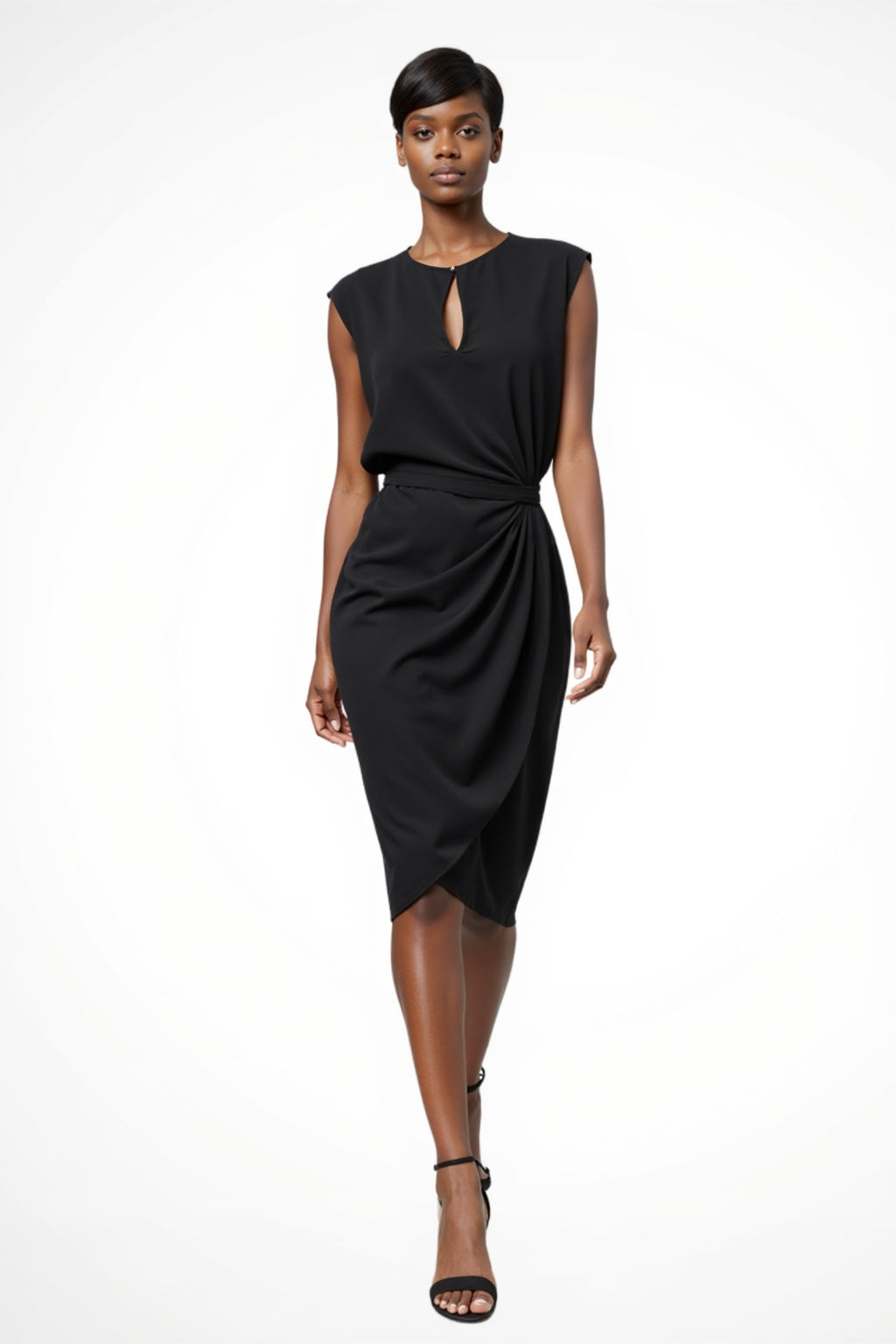 Seraphina | Women Gathered Tie Midi Dress with Short Sleeves