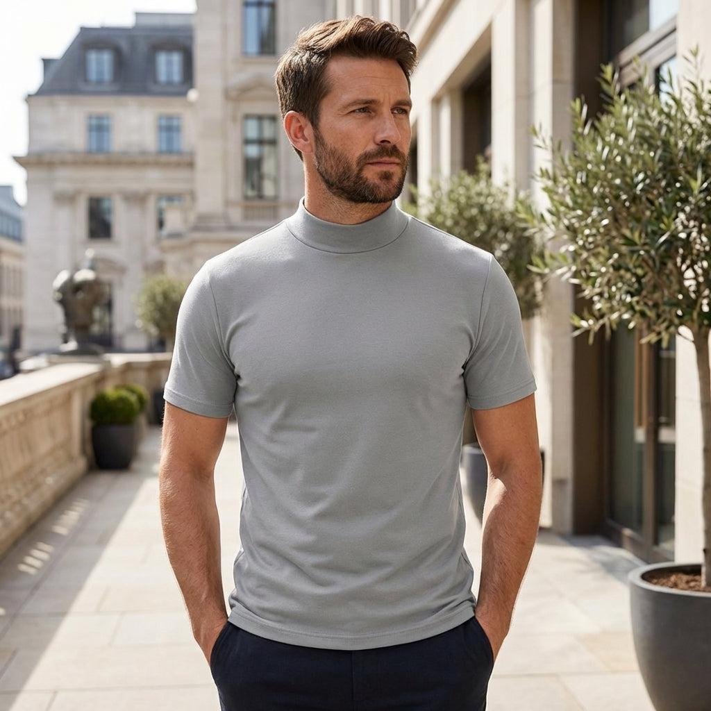 Men's Roll Neck Slim Fit Shirt