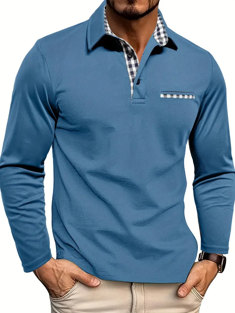 Men’s Long Sleeve Polo Shirt Cotton Blend