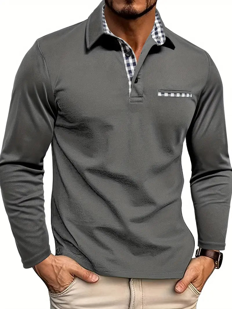 Men’s Long Sleeve Polo Shirt Cotton Blend