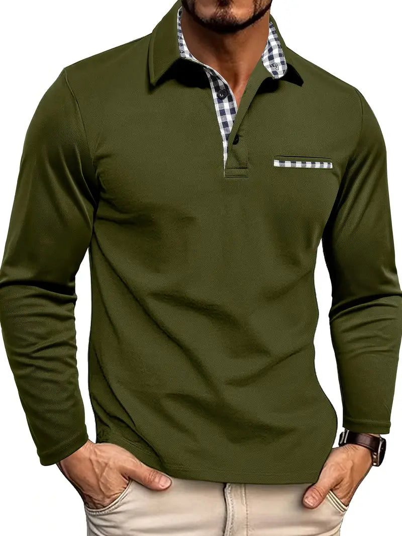 Men’s Long Sleeve Polo Shirt Cotton Blend