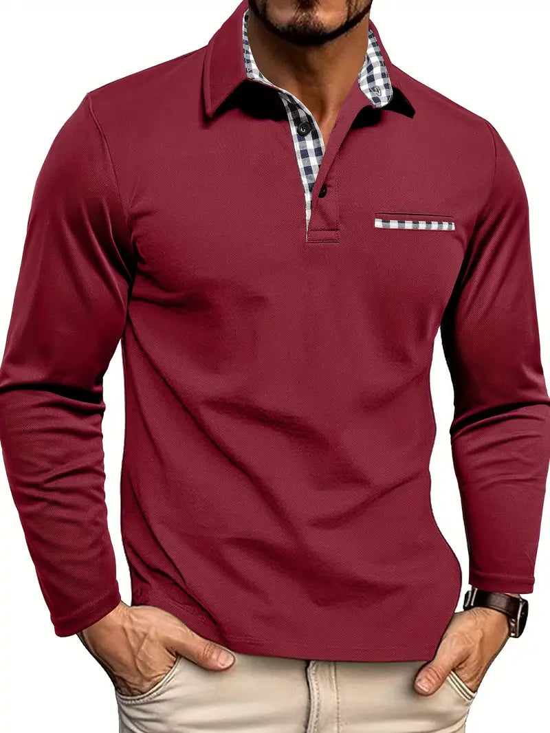 Men’s Long Sleeve Polo Shirt Cotton Blend